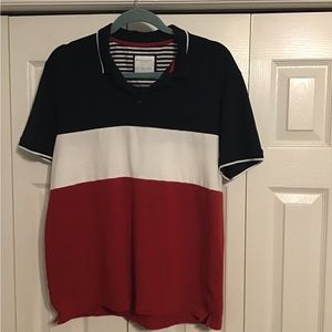 Denim & Flower Ricky Singh Red White and Blue Polo Shirt Size Large